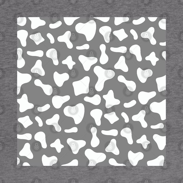 White Dairy Cow Print Pattern on Grey Background by Cow Print Stuff